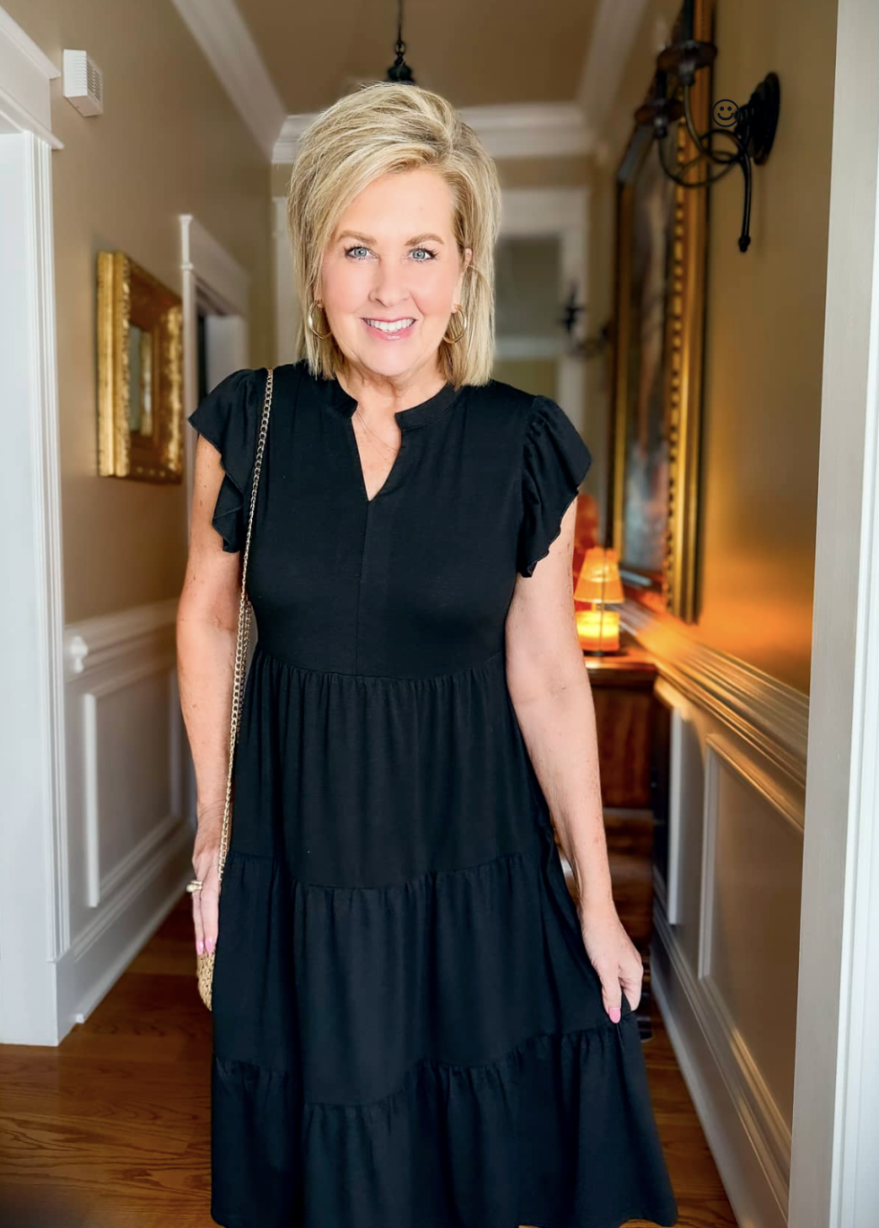 Tania Stephens wearing a little black dress from Amazon